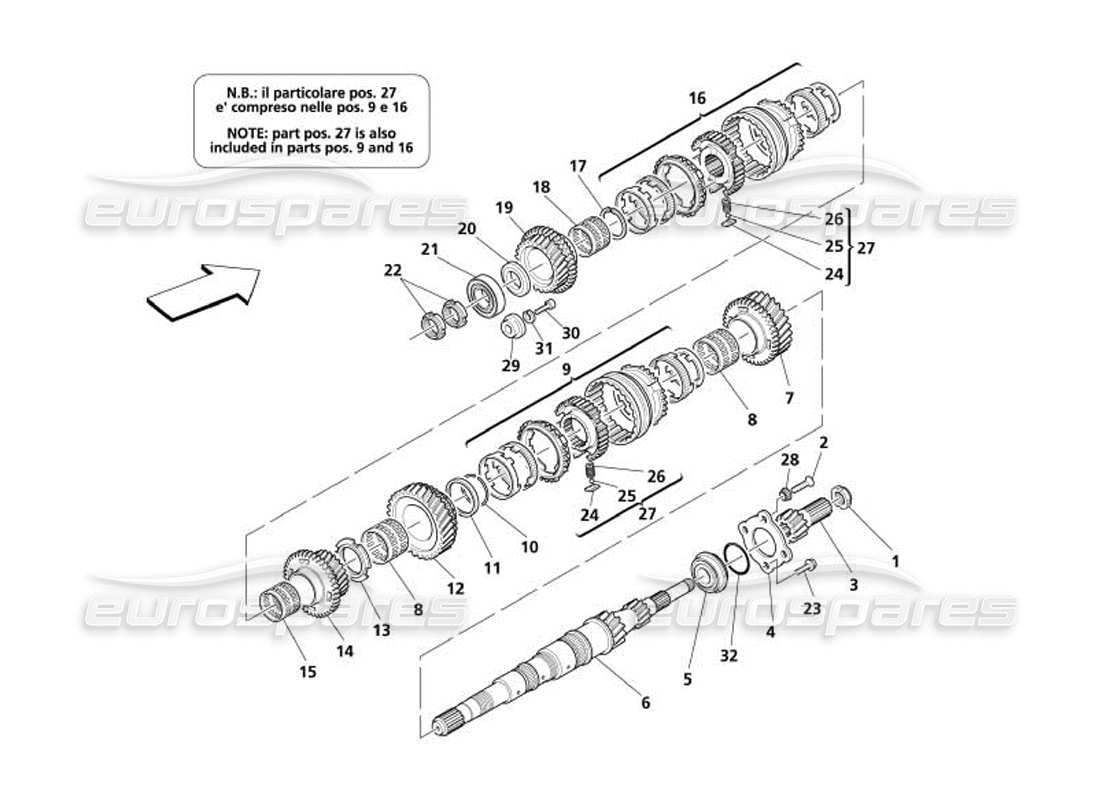 maserati 4200 spyder (2005) main shaft gears parts diagram