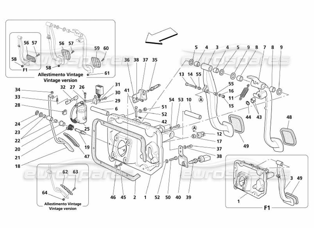 maserati 4200 spyder (2005) pedals and electronic accelerator control -valid for gd- parts diagram