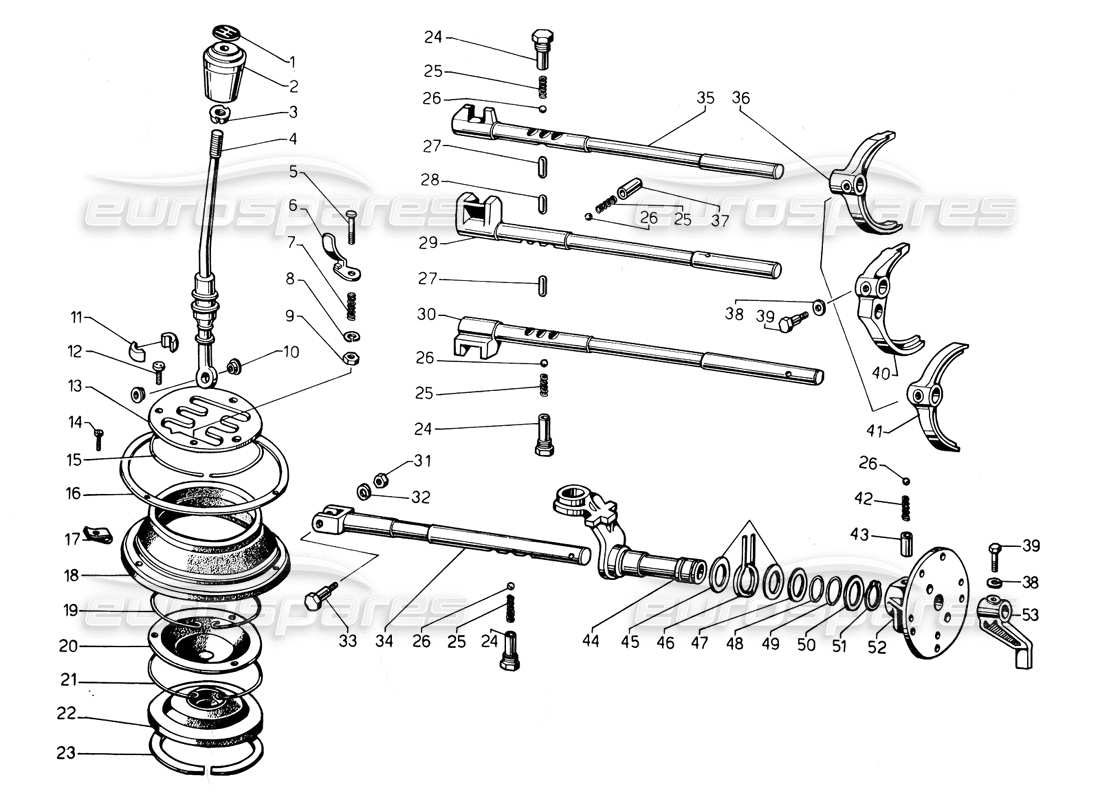 lamborghini countach 5000 qv (1985) gear shift lever parts diagram