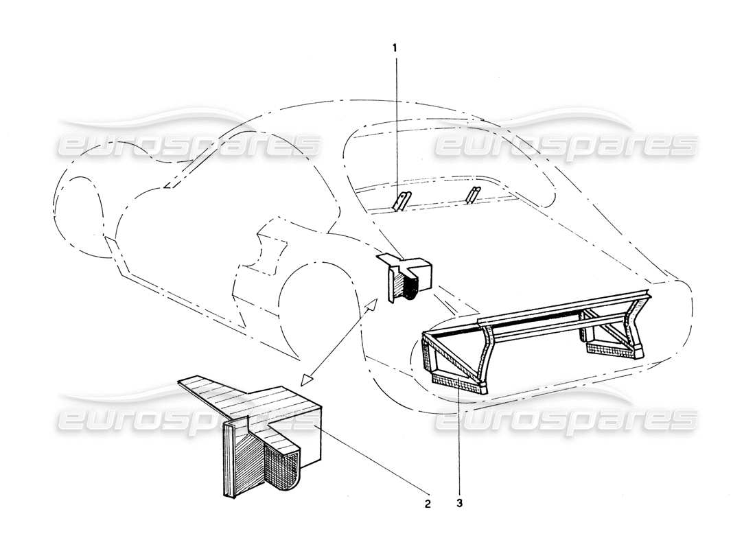 ferrari 206 gt dino (coachwork) rear external frame work parts diagram