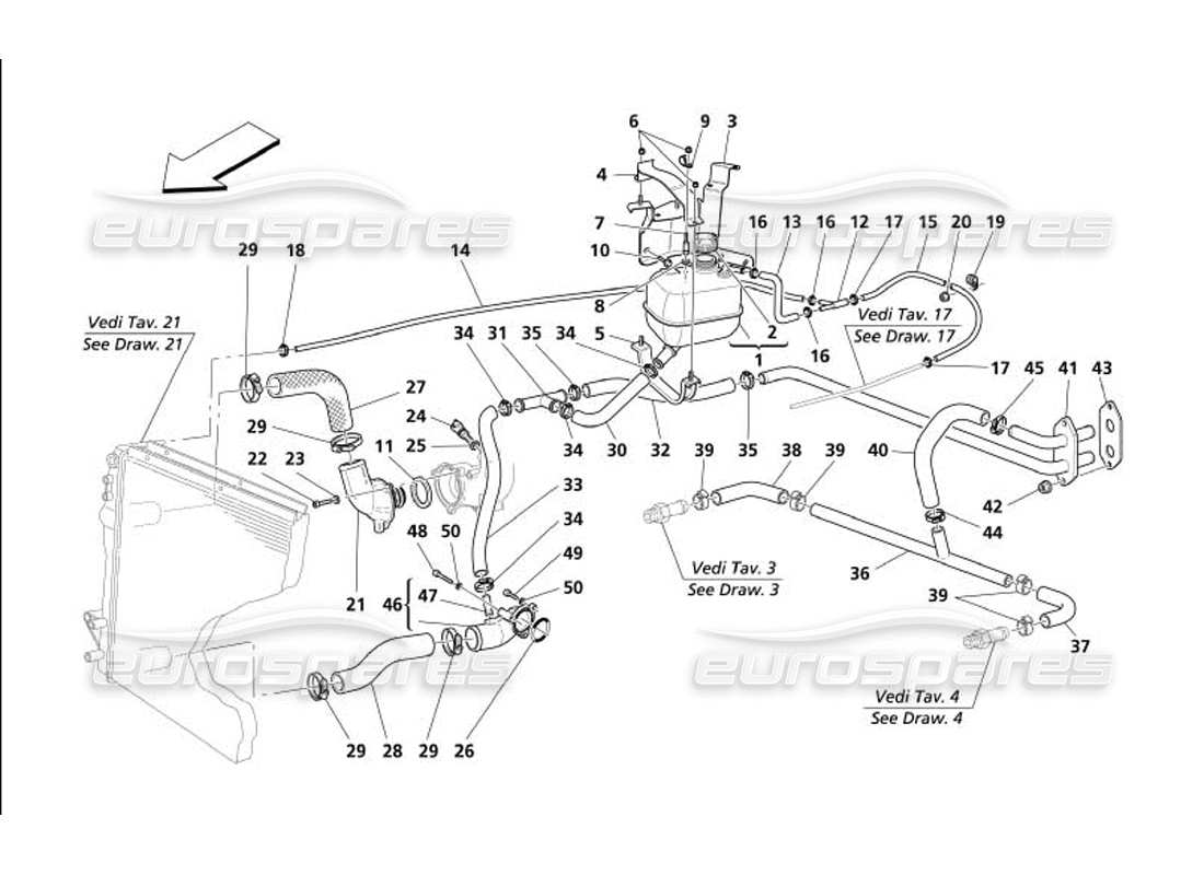 maserati 4200 coupe (2005) nourice - cooling system -valid for gd- part diagram