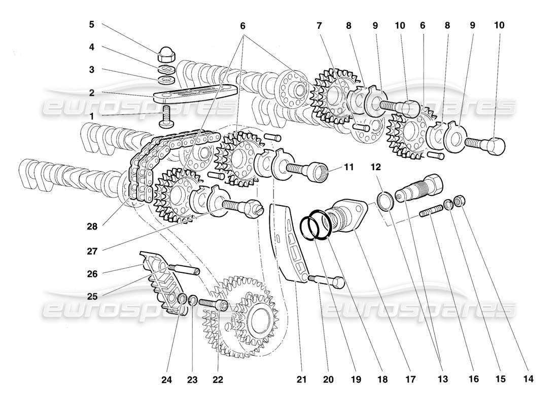 lamborghini diablo vt (1994) timing system part diagram