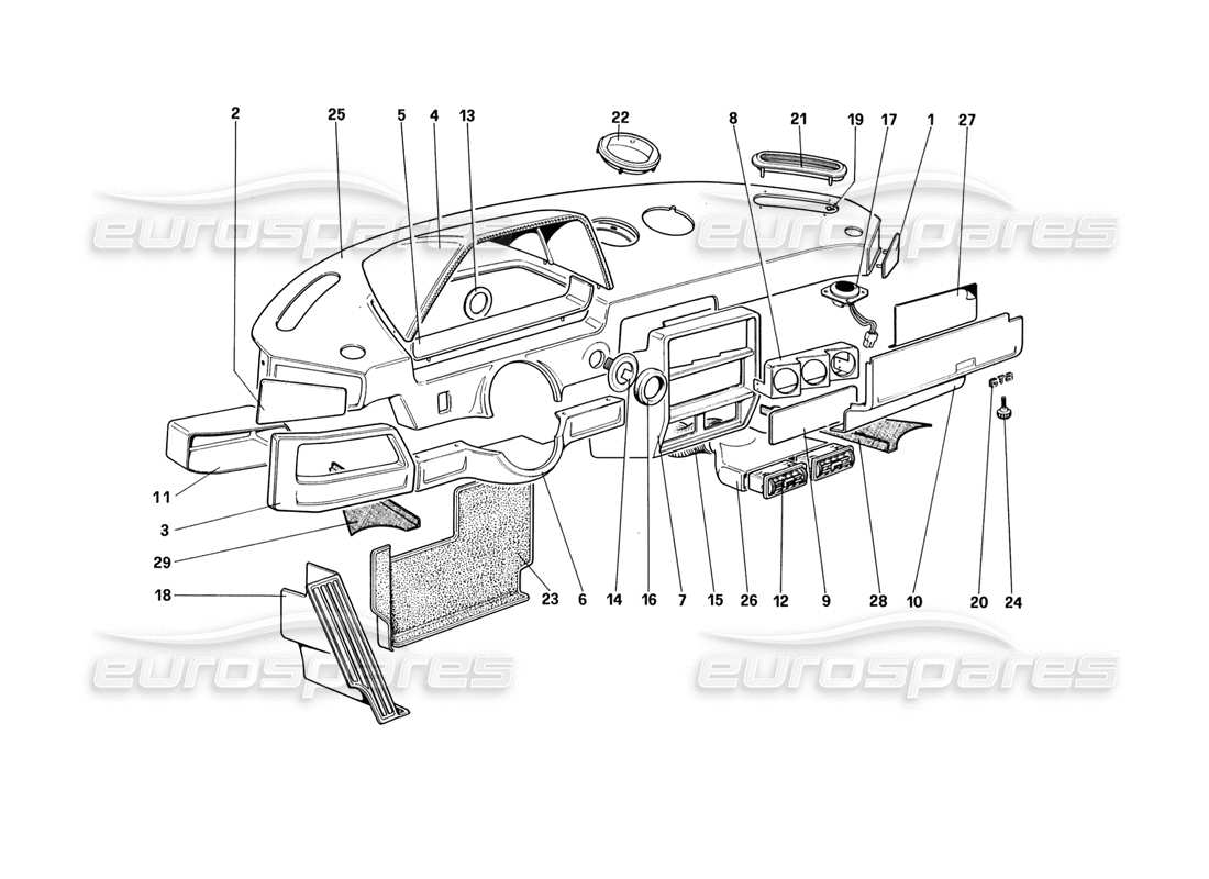 ferrari 328 (1988) instruments panel (until car no. 71595) part diagram