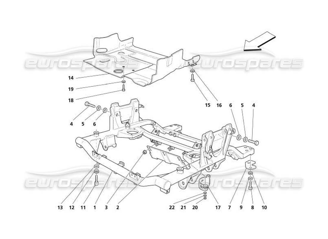 maserati 4200 coupe (2005) front under frame and undermotor shields part diagram