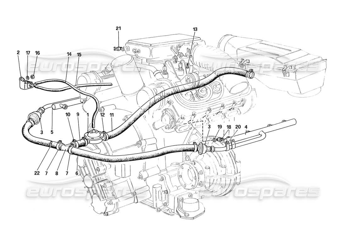 ferrari 328 (1988) air injection (for usa and ch88 version) part diagram