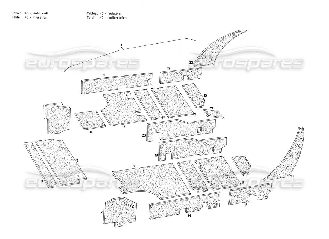 maserati merak 3.0 insulation part diagram