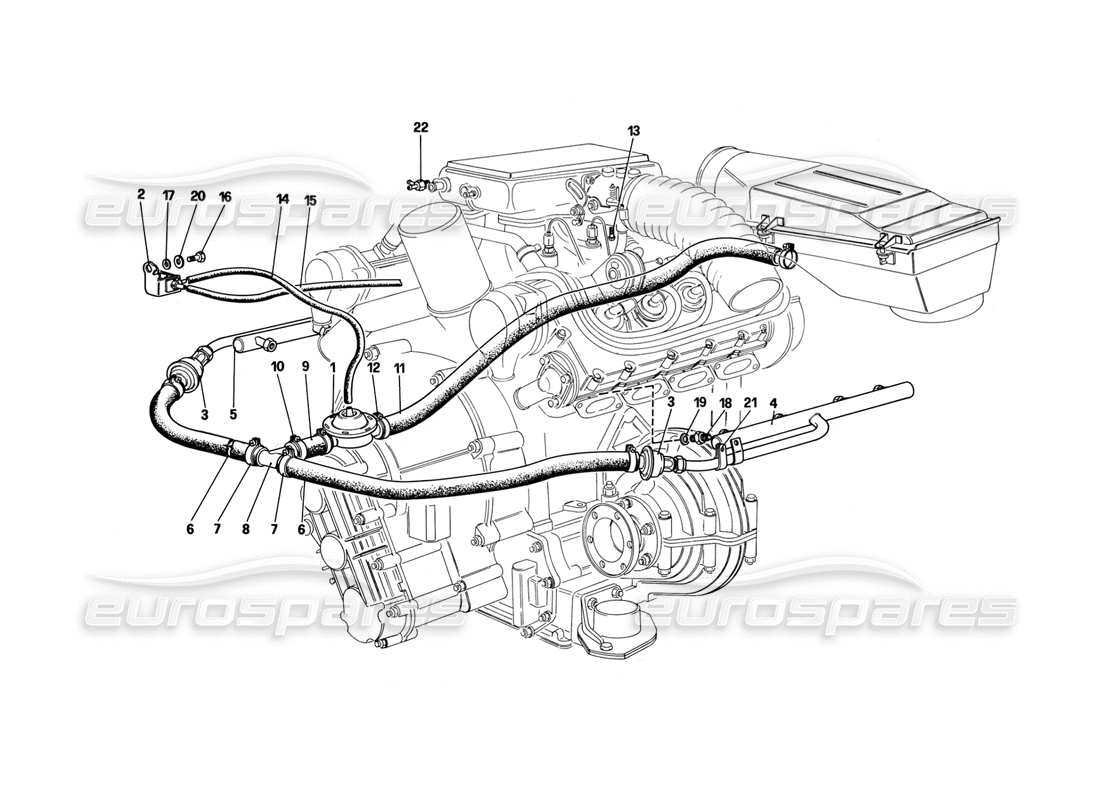 ferrari mondial 3.2 qv (1987) air injection (for us version) part diagram