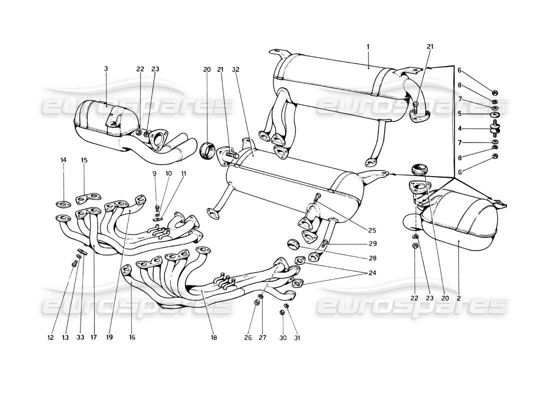 ferrari 512 bb exhaust system parts diagram