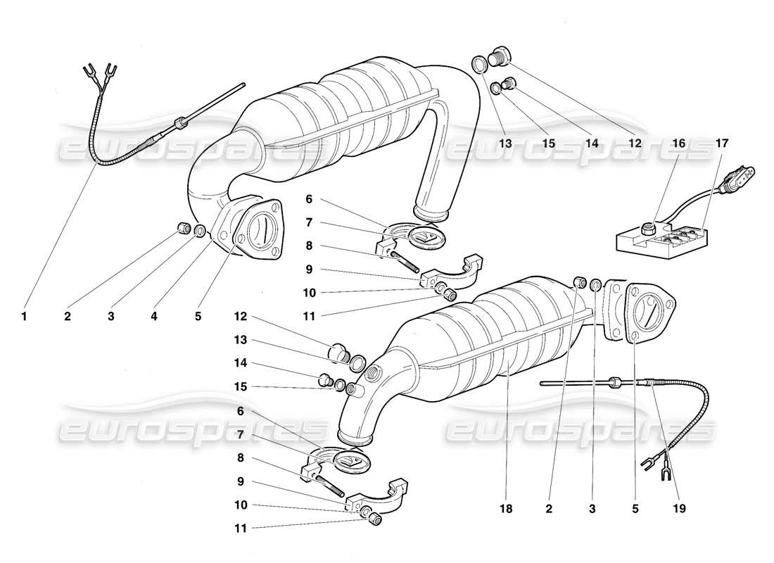 lamborghini diablo vt (1994) exhaust system part diagram