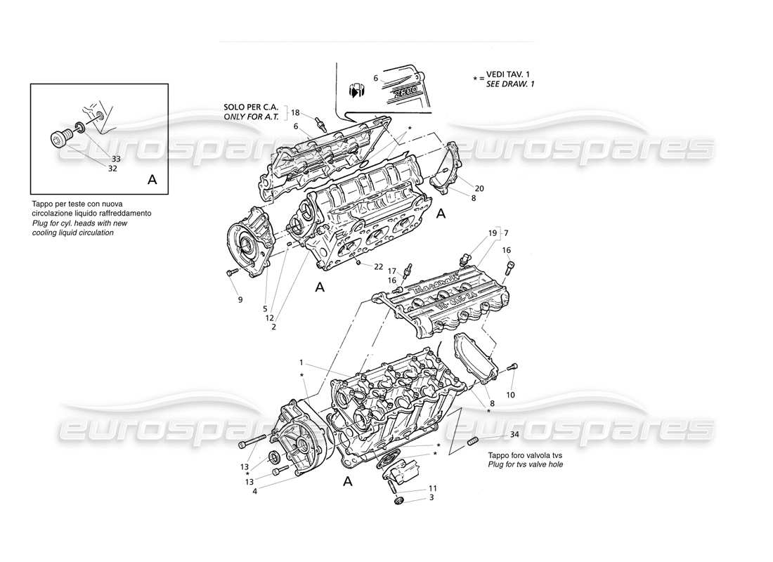 maserati qtp v6 evoluzione cylinders heads parts diagram