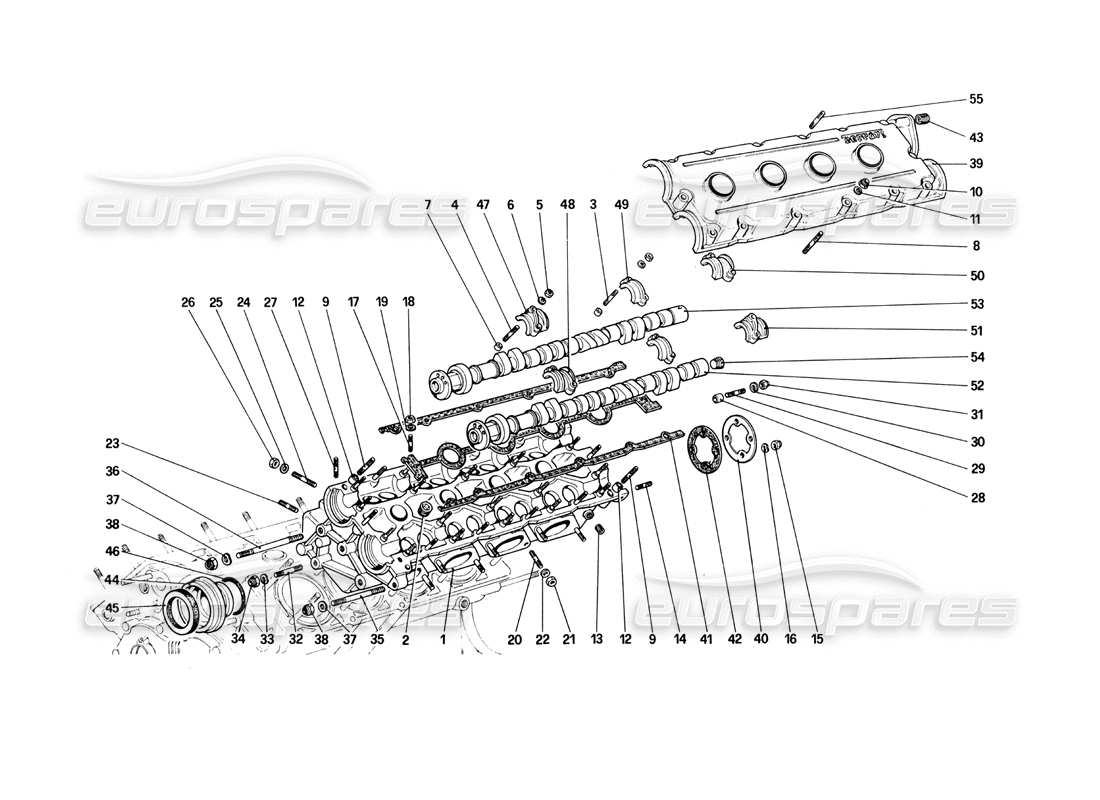 ferrari 308 quattrovalvole (1985) cylinder head (left) parts diagram