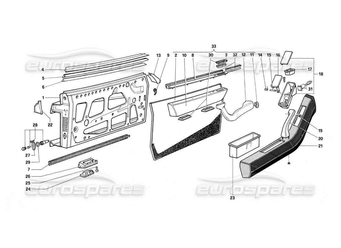 ferrari testarossa (1987) door parts diagram