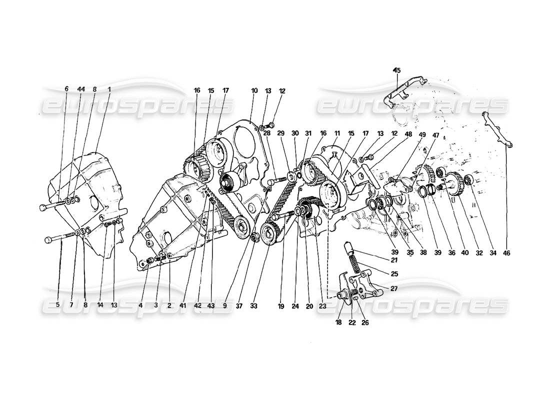 ferrari 308 quattrovalvole (1985) timing system - controls parts diagram