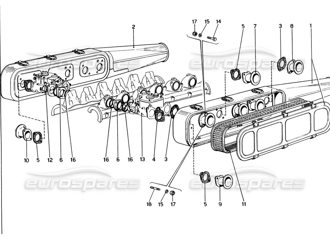 ferrari 365 gt4 2+2 (1973) air filters part diagram