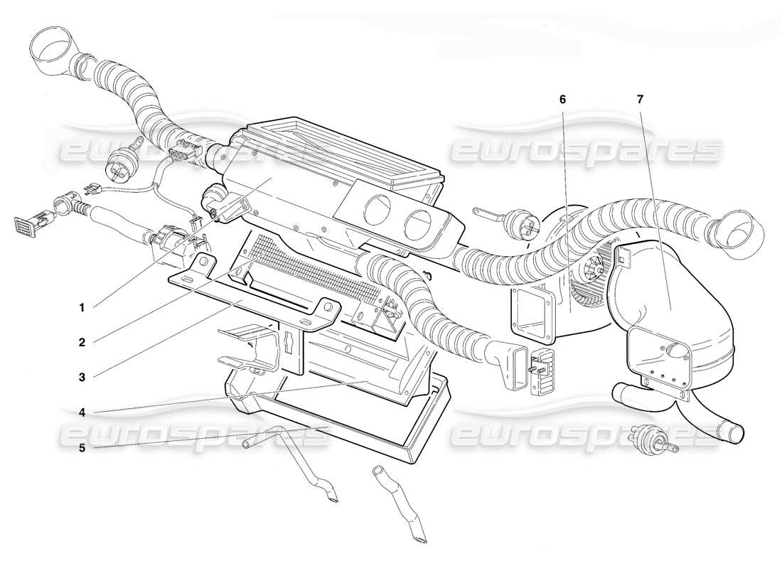 lamborghini diablo vt (1994) climate control (valid for rh d. version - april 1994) part diagram