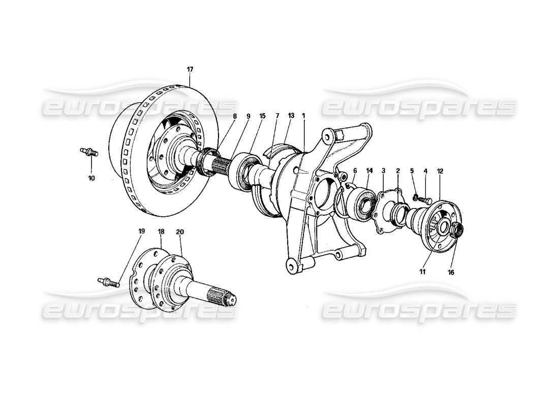 ferrari 400 gt (mechanical) rear suspension - brake disc part diagram