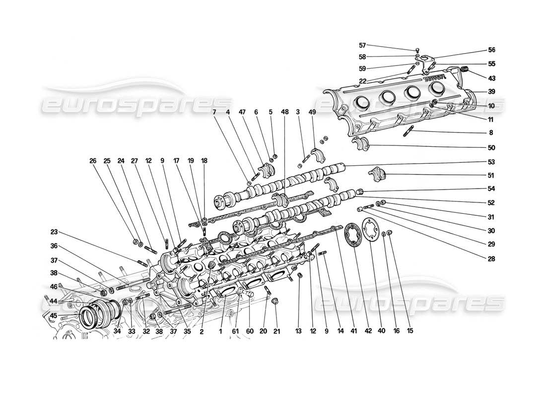 ferrari mondial 3.2 qv (1987) cylinder head (left) part diagram