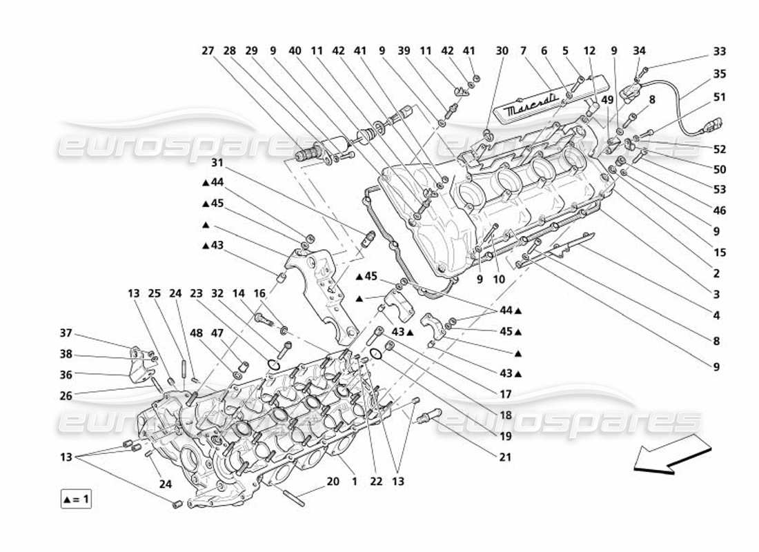 maserati 4200 gransport (2005) lh cylinder head part diagram