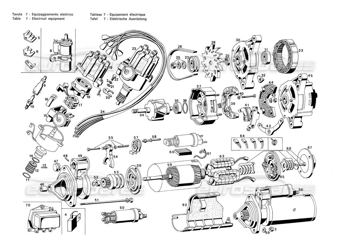 maserati merak 3.0 electrical equipment parts diagram