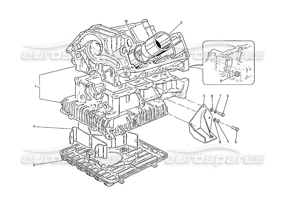 maserati biturbo 2.5 (1984) cylinder block and oil sump parts diagram