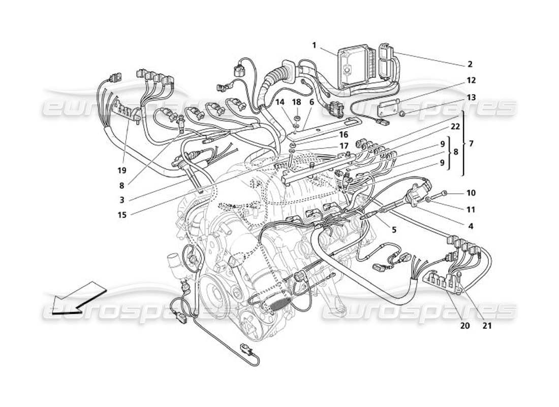 maserati 4200 gransport (2005) injection device - ignition parts diagram