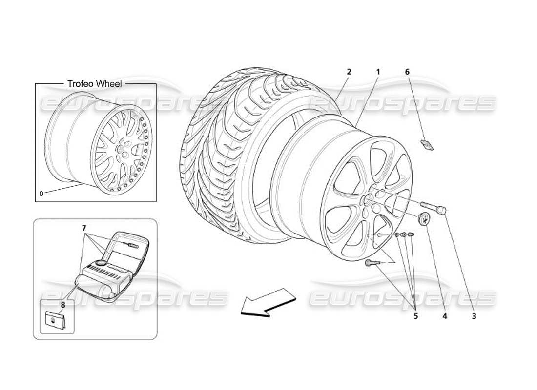 maserati 4200 spyder (2005) wheels parts diagram