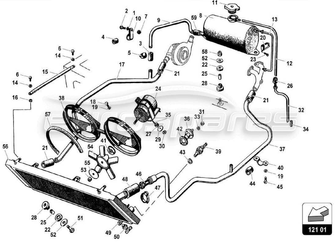 lamborghini miura p400 water cooling system parts diagram