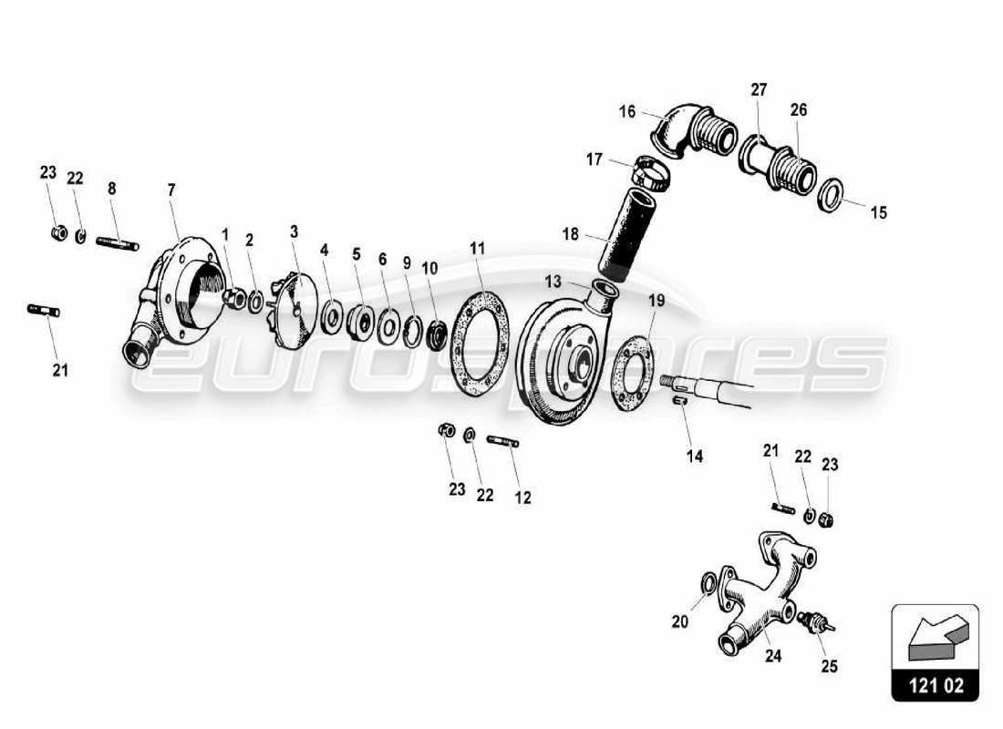 lamborghini miura p400 water cooling system parts diagram