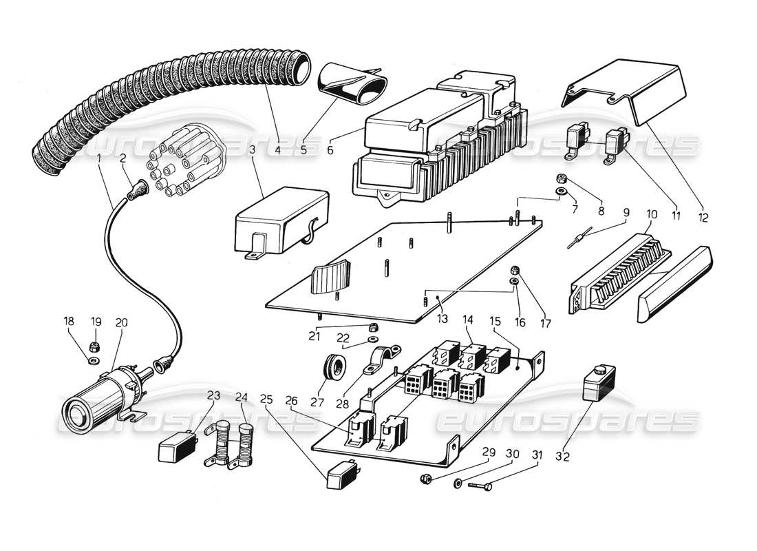 lamborghini countach 5000 qv (1985) electrical system parts diagram