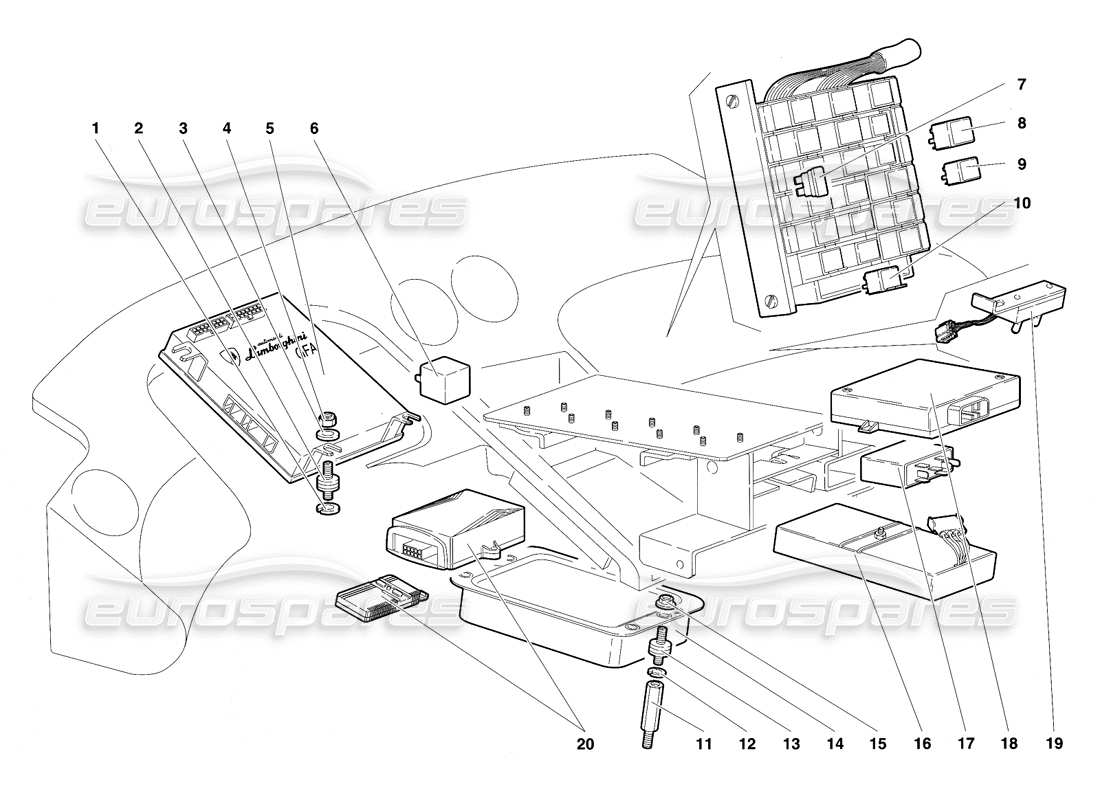 lamborghini diablo vt (1994) electrical system part diagram