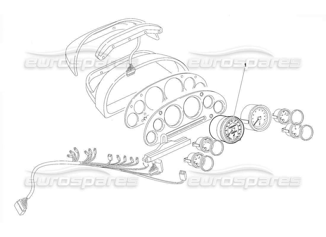 lamborghini diablo vt (1994) dashboard instruments (valid for usa version - april 1994) part diagram