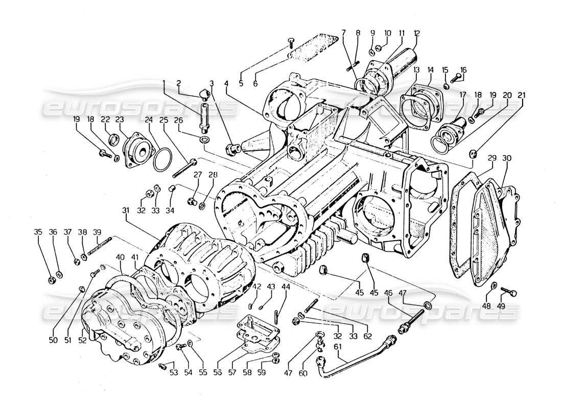 lamborghini urraco p250 / p250s gearbox (castings) parts diagram