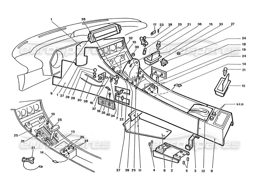 ferrari 400 gt / 400i (coachwork) inner switches & trims parts diagram