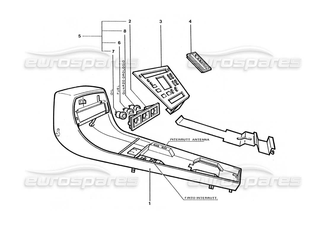 ferrari 400 gt / 400i (coachwork) inner center console panels parts diagram