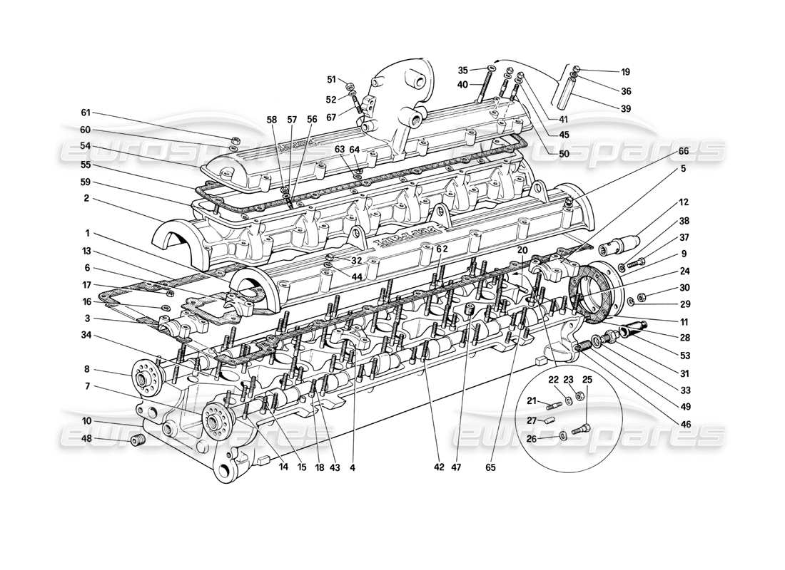 ferrari 400i (1983 mechanical) cylinder head (right) parts diagram