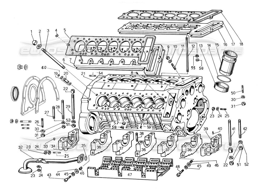 lamborghini countach 5000 qvi (1989) crankcase parts diagram