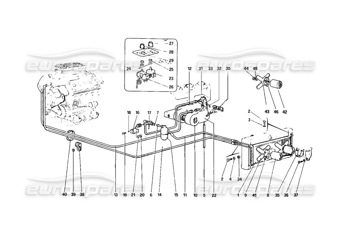 ferrari 308 quattrovalvole (1985) air conditioning system parts diagram