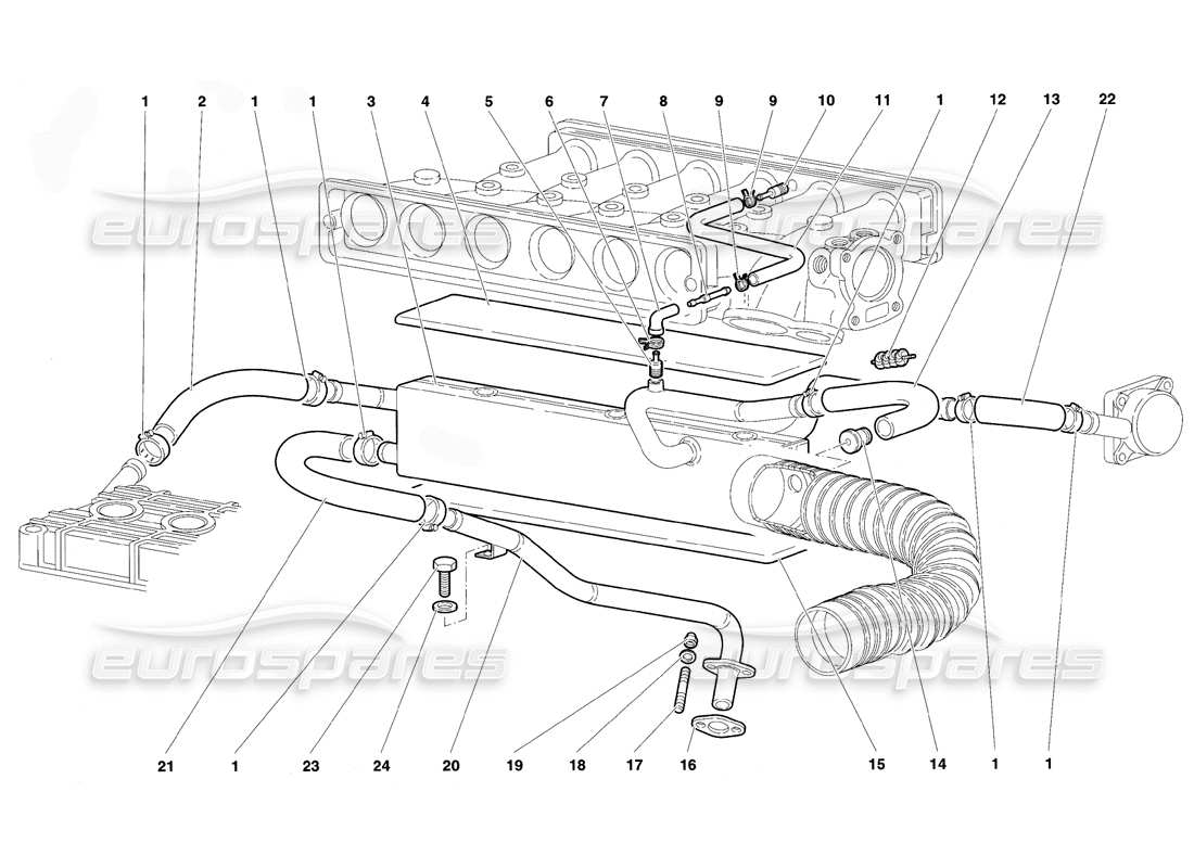 lamborghini diablo vt (1994) engine oil breathing system part diagram