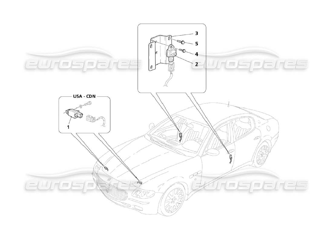 maserati qtp. (2006) 4.2 crash sensors parts diagram