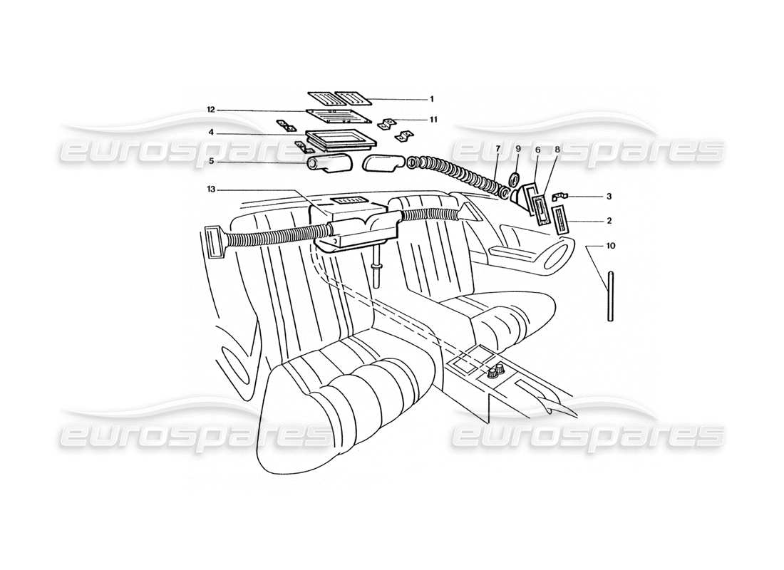 ferrari 400 gt / 400i (coachwork) rear heater matrix part diagram