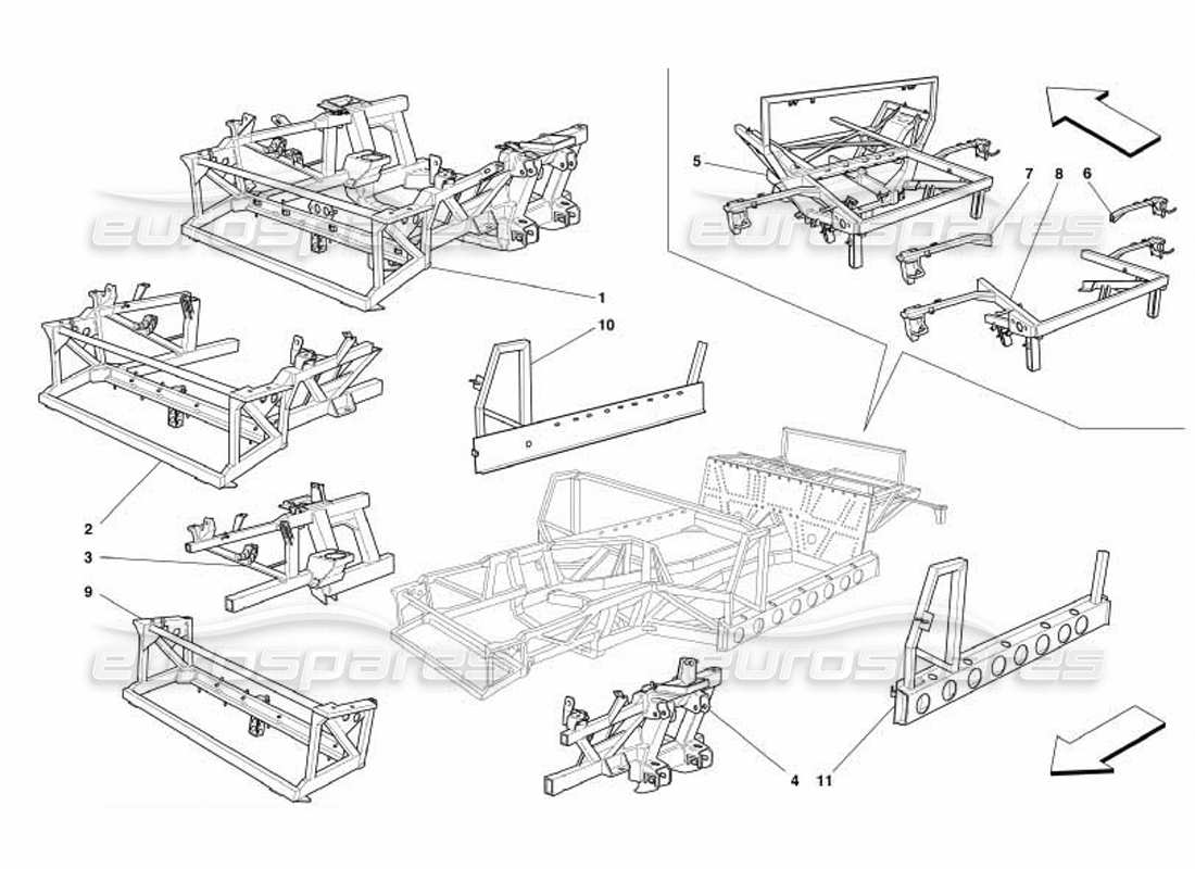ferrari 550 barchetta frame and stuctures parts diagram
