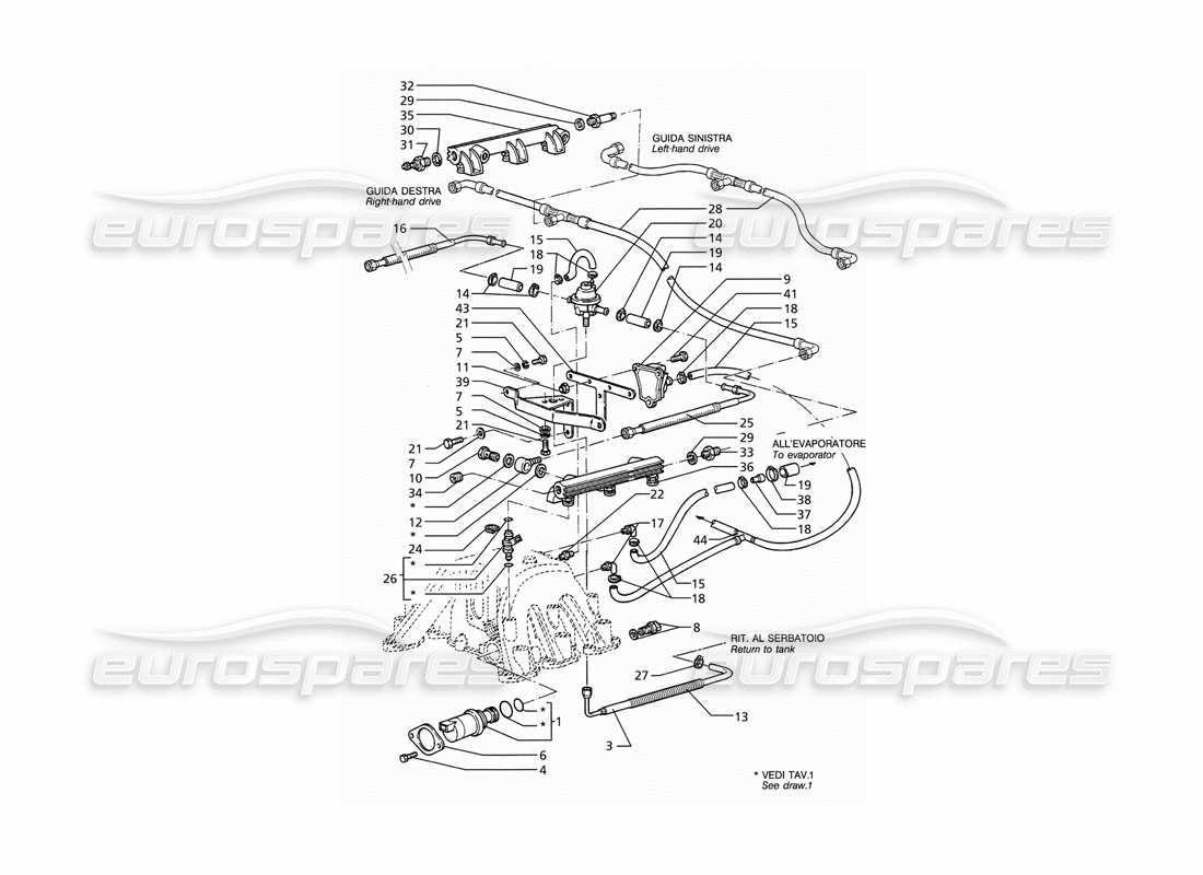 maserati ghibli 2.8 gt (variante) injection system accessories parts diagram