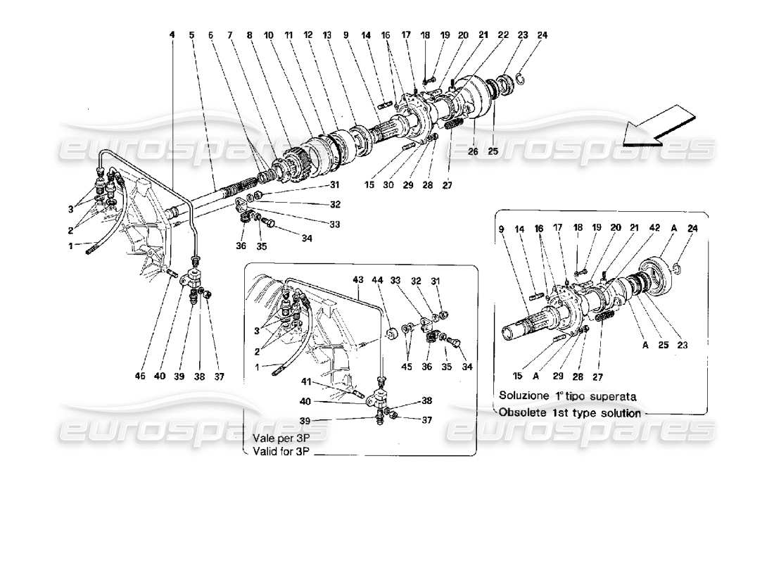 ferrari mondial 3.4 t coupe/cabrio clutch and controls parts diagram