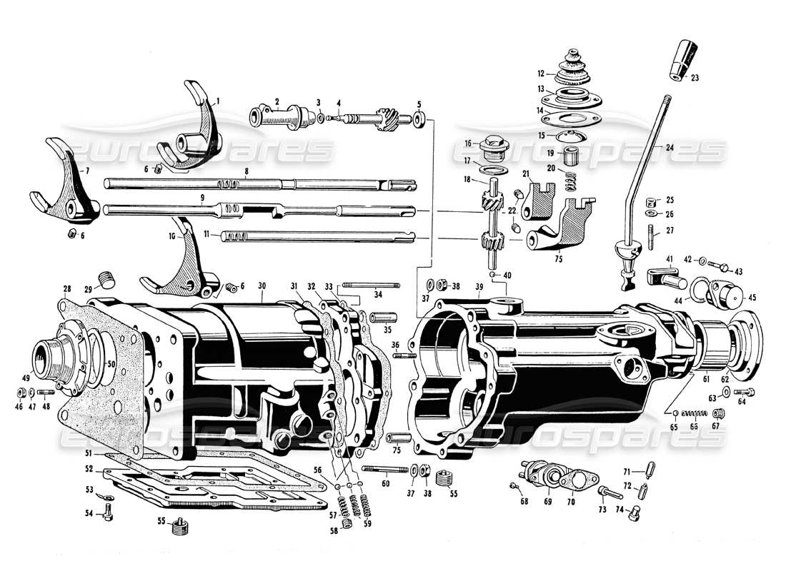 maserati mistral 3.7 transmission housing (s5 17) part diagram