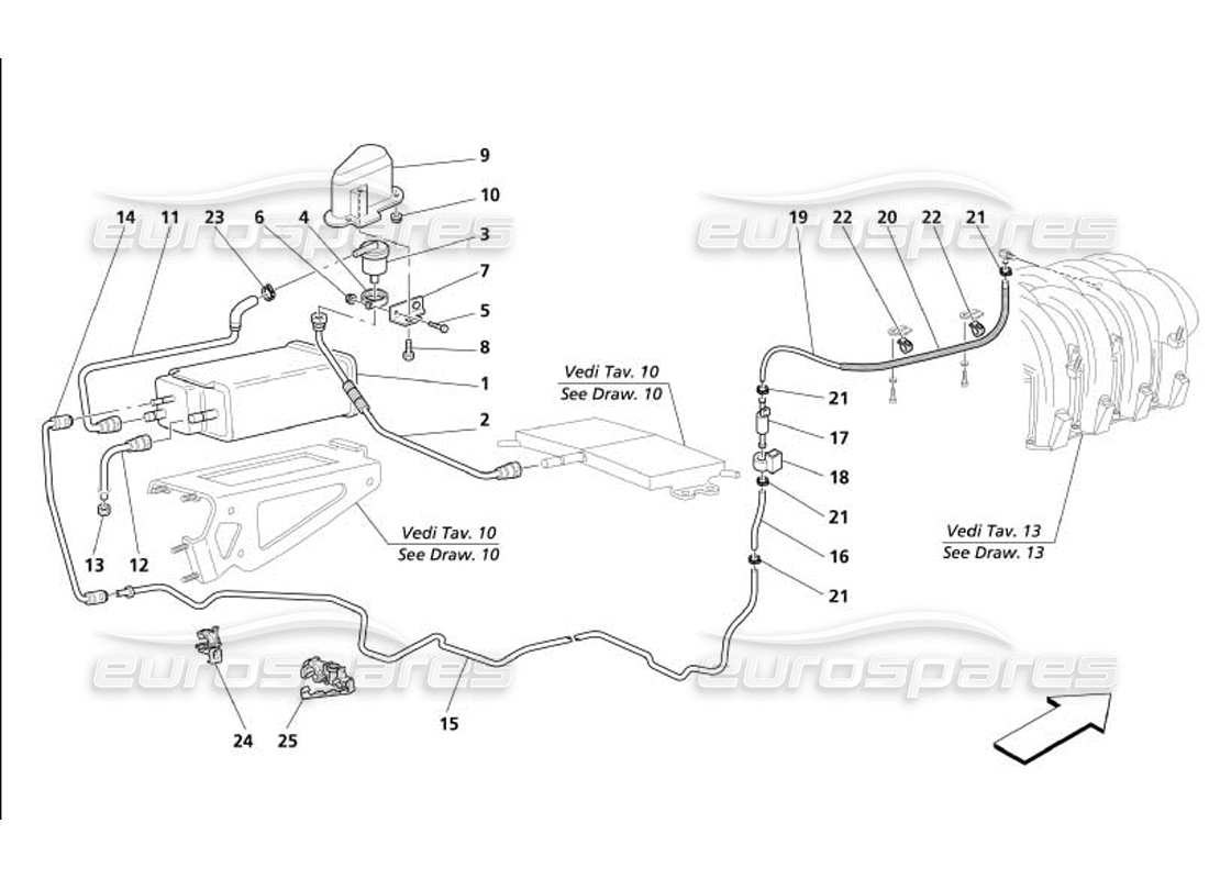 maserati 4200 coupe (2005) antievaporation device -not for usa and cdn- part diagram