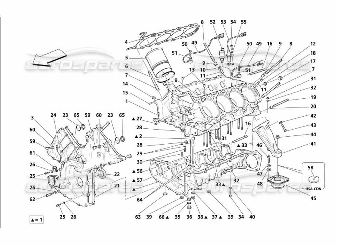 maserati 4200 coupe (2005) crankcase parts diagram