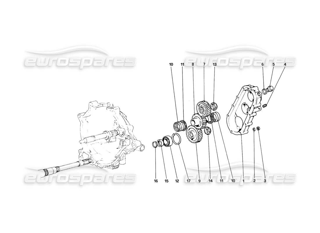 ferrari 308 quattrovalvole (1985) gearbox transmission parts diagram