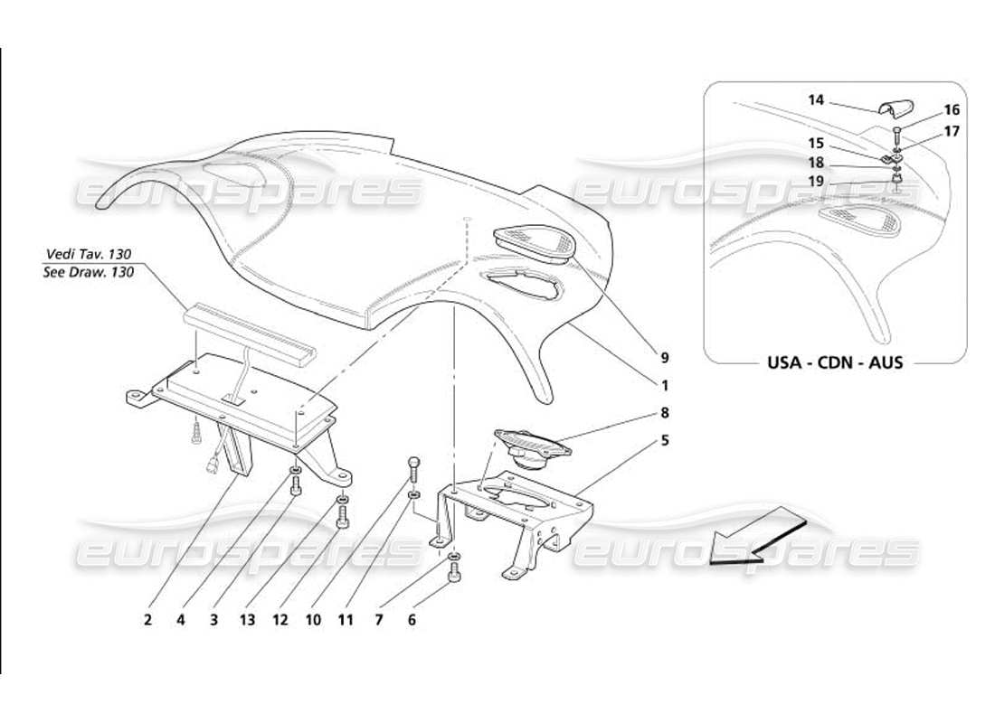 maserati 4200 coupe (2005) inner coverings - rear under window panel part diagram