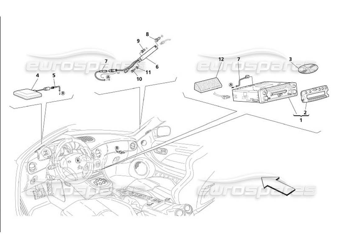 maserati 4200 gransport (2005) car stereo system part diagram