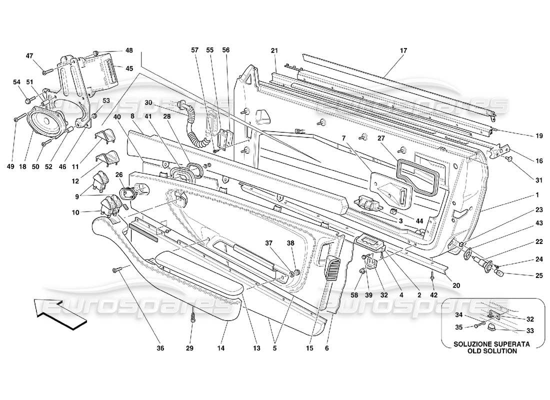 ferrari 456 gt/gta doors - framework and coverings parts diagram